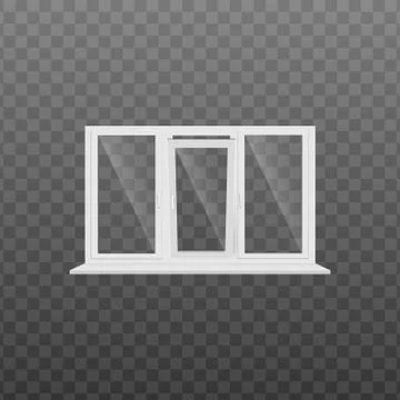 Window frame with window sill realistic temalate of vector illustration isolated Stock Illustration