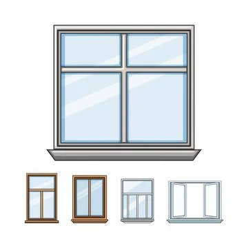 Window frames design set with various styles Stockillustratie