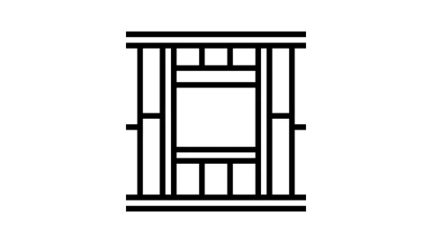 Window frames wood frame house line icon animation Stock Footage 326123425