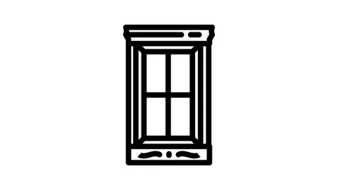 Window frames wood frame house line icon animation Stock Footage 326748736