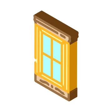 Window frames wood frame house isometric icon vector illustration Stock Illustration