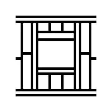 Window frames wood frame house line icon vector illustration Illustrazione stock