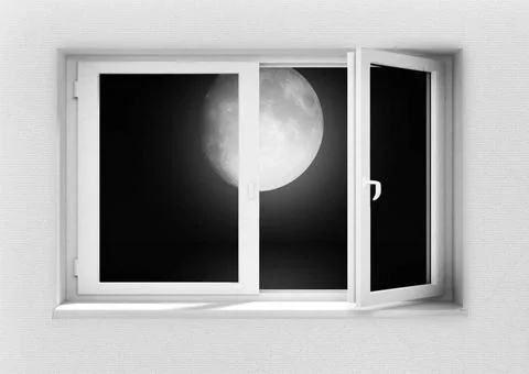 Window The full moon at night behind a window Copyright: xZoonar.com/ganna... Stock Photos