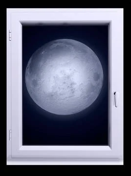 Window The full moon at night behind a window Copyright: xZoonar.com/ganna... Stock Photos