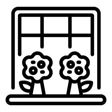 Window garden icon outline vector. Indoor plant Stock Illustration