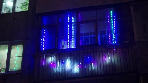 Window with a garland Stock Footage 163567528