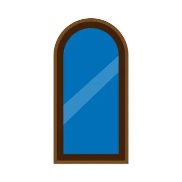 Window glass front view architecture vector concept. Interior cartoon furnitu 库存插图