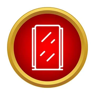 Window glass reflection outline icon on red circle Stockillustratie