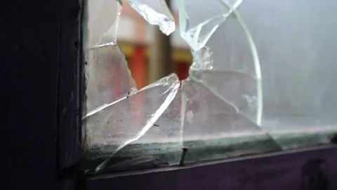 The window glass was broken and cracked Stock Footage 323048930