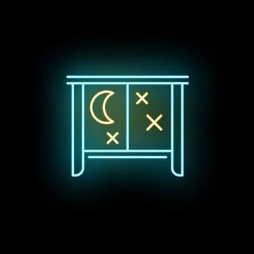 Window with glowing crescent moon and stars icon 스톡 일러스트