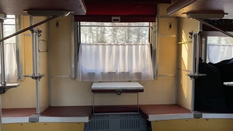 Window of going train Lviv - Mogilev. October 2019 Stock Footage 118608640