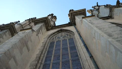 Window of a gothic cathedral, historic architecture Stock Footage 211898373