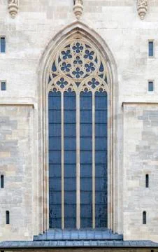 Window of a gothic cathedral Stock Photos
