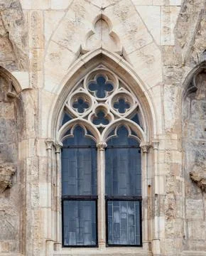 Window of a gothic cathedral Stock Photos