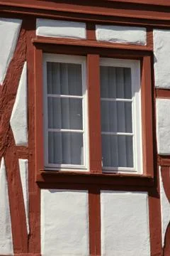 Window on a half-timbered house Foto stock