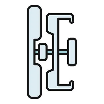 Window hinge hardware line art icon for construction Stock Illustration
