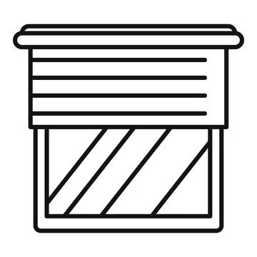 Window with horizontal blinds outline line icon イラスト素材