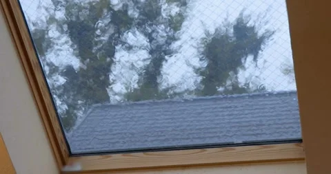 Window house in during storm rain hurricane heavy rainy sunset Stock Footage 334646856