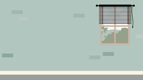 Window of the house with a view of greenery outside the window Stock Illustration
