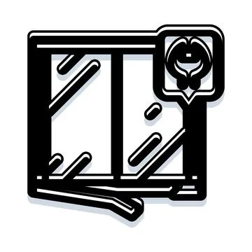Window with human brain and thought bubble icon Stock Illustration
