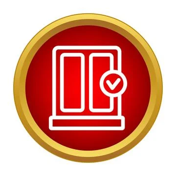 Window icon with check mark confirming approval Illustrazione stock