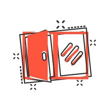 Window icon in comic style. Exterior frame vector cartoon illustration on whi Stock Illustration