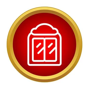 Window icon displaying house architecture element on button Illustrazione stock