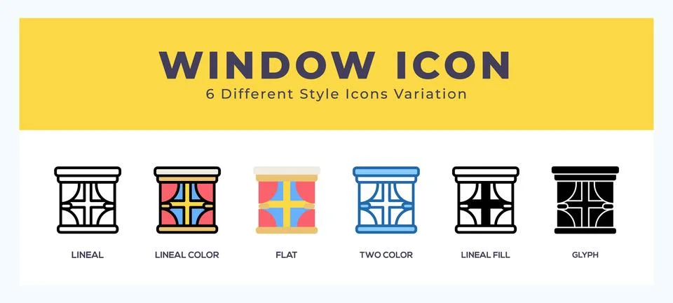 Window icon illustration vector with different styles Illustrazione stock