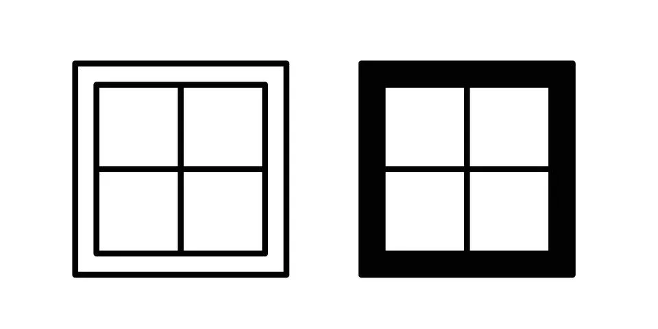 Window icon pack with silhouette and stroke web icons Stock Illustration