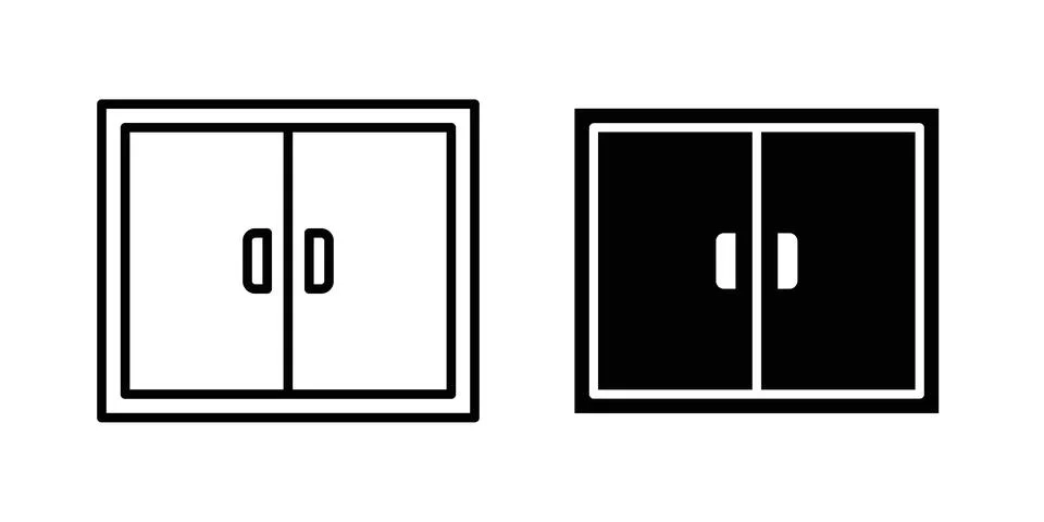 Window icon silhouette vector set. thin line pack Stock Illustration