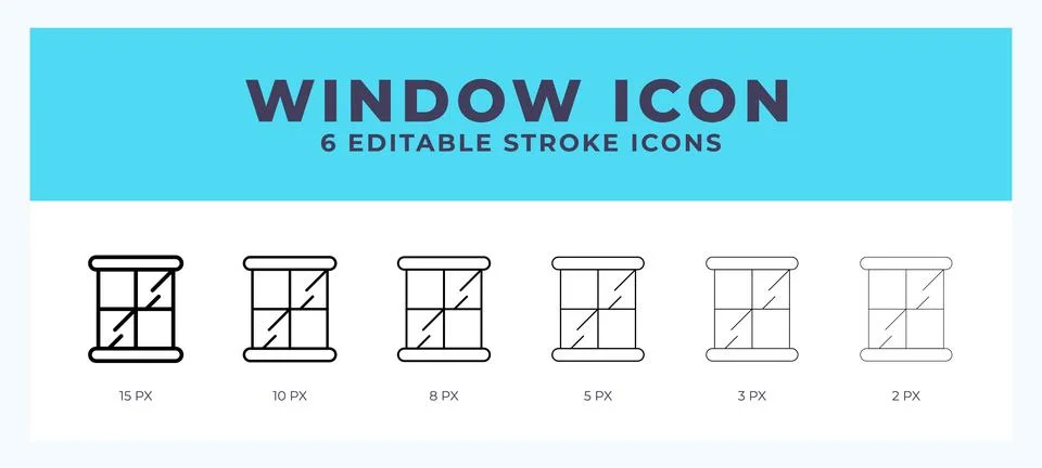 Window icon in thin line. Bold line. Regular line. Editable stroke. Stock Illustration