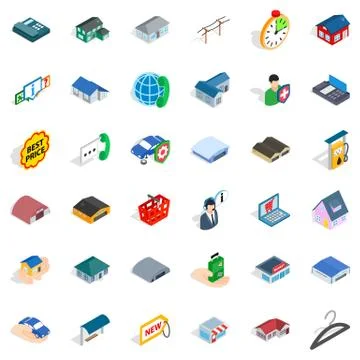Window icons set, isometric style Stock Illustration