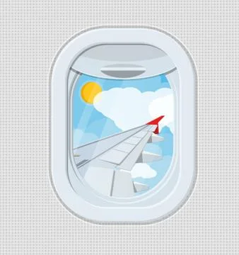 Window from inside the airplane. Stock Illustration
