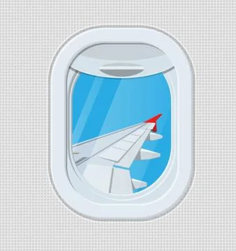 Window from inside the airplane. Stock Illustration