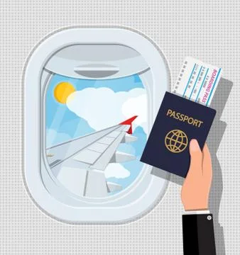 Window from inside the airplane. Stock Illustration