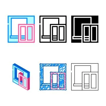 Window installation color icon vector flat styles Stock Illustration