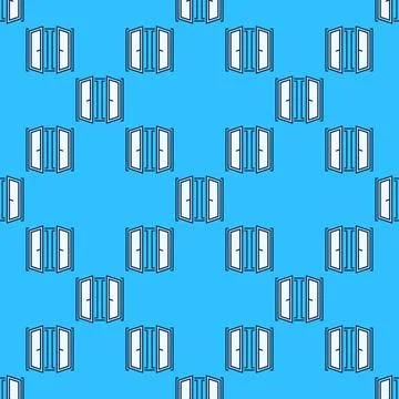 Window Installation vector blue seamless pattern Ilustración de archivo