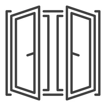 Window Installation vector icon or sign in outline style Ilustración de archivo