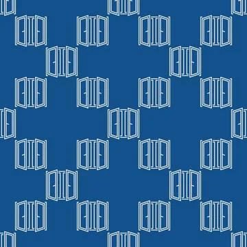 Window Installation vector seamless pattern in outline style Ilustración de archivo