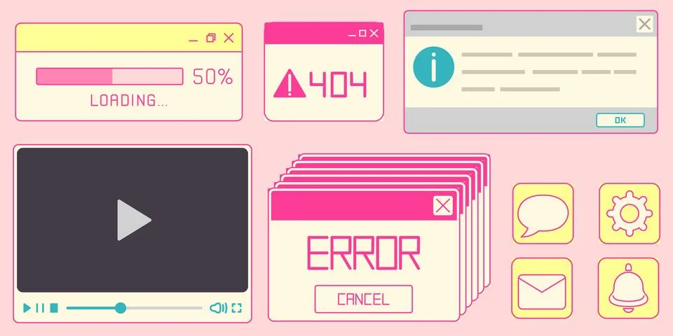 Window interface elements in retro pastel style Illustrazione stock