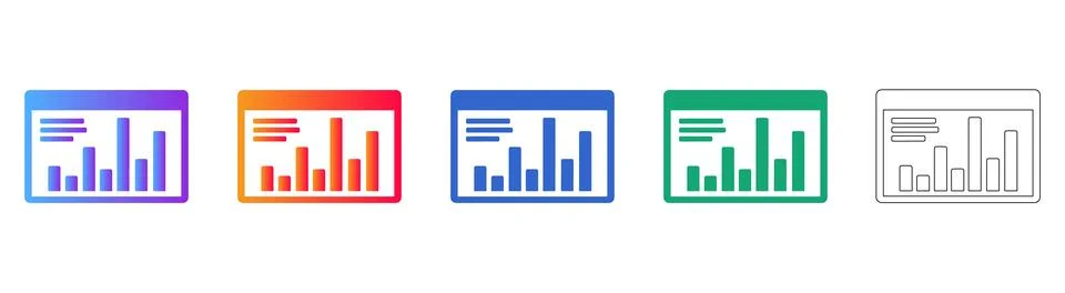 Window Interface Icons with Bar Chart Analytics Stock Illustration
