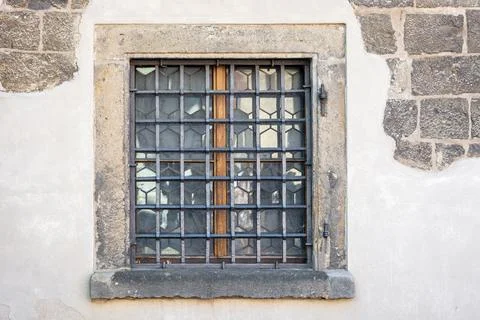 Window with iron bars. Stock Photos