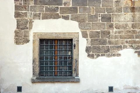 Window with iron bars. Stock Photos
