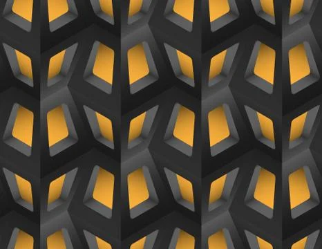 Window Lattice with Light 3d Seamless Pattern, Vector Illustrati Stock-Illustration