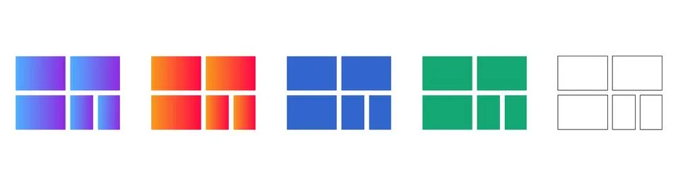 Window Layout Grid Icon Set for Web UI 스톡 일러스트