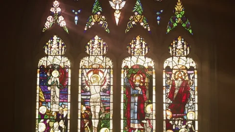 Window light in catholic church Stock Footage 262293509