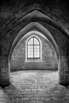 Window Light In The Corpus Christi Chapel In Black And White Stock Photos