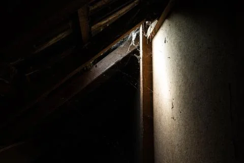 Window light in dark old Abandoned Attic Stock Photos