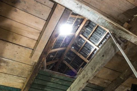 Window light in dark old Abandoned Attic Stock Photos