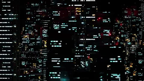 Window light of modern skyscrapers in the dark. Night aesthetics. Stock Footage 304952206